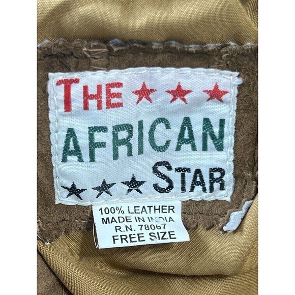 The African Star Long Suede Leather Coat Belted Embroidered Elephants XL Vintage - Picture 14 of 16